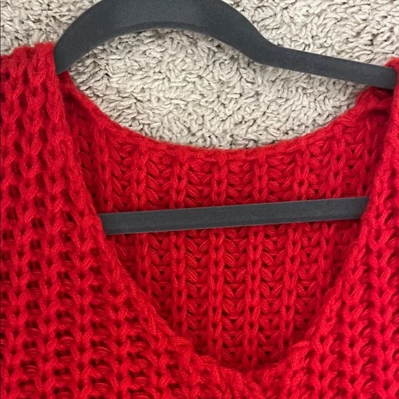 Zara Red V-Neck Sweater Vest with Gold Buttons - Picture 4 of 6